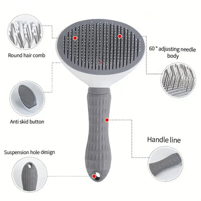 Self-Cleaning Slicker Brush for Dogs & Cats – One-Click Fur Release