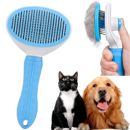 Self-Cleaning Slicker Brush for Dogs & Cats – One-Click Fur Release