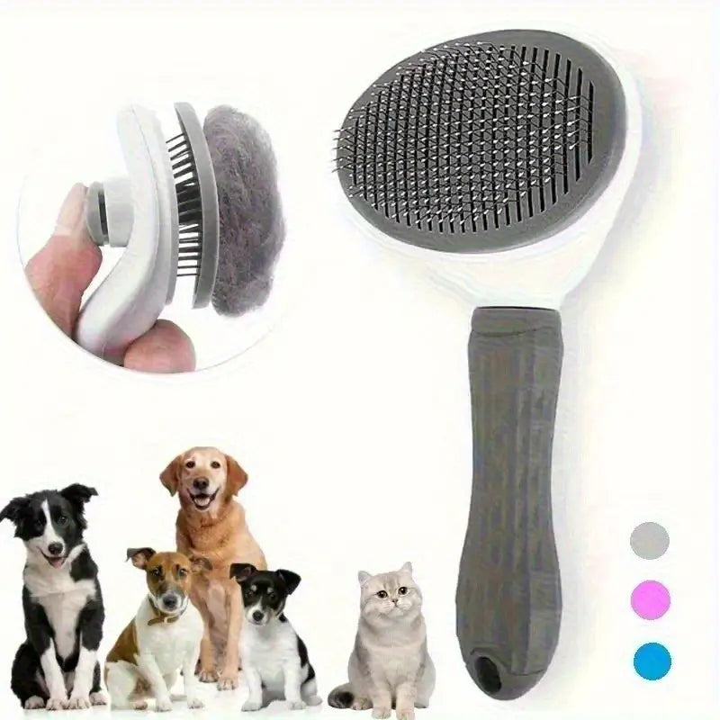 Self-Cleaning Slicker Brush for Dogs & Cats – One-Click Fur Release