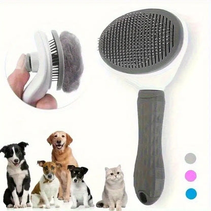 Self-Cleaning Slicker Brush for Dogs & Cats – One-Click Fur Release