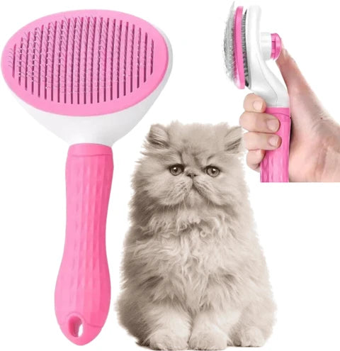 Self-Cleaning Slicker Brush for Dogs & Cats – One-Click Fur Release