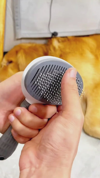 Self-Cleaning Slicker Brush for Dogs & Cats – One-Click Fur Release