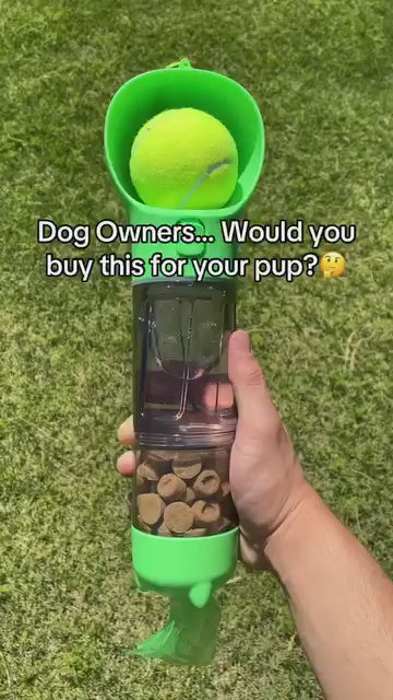 3-in-1 Portable Dog Water Bottle with Treat Container & Poop Bag Dispenser | Leak-Proof Pet Travel Bottle